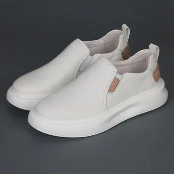 Cipők férfi dagály cipők új bőr gyaloglás alkalmi kis fehér cipők Anglia minden lélegző alacsony segítség egyetlen cipő