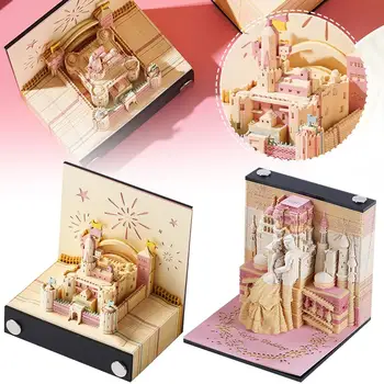 Fantasy kastély Jegyzettömb 3D papírkártya Kézműves karakter Kreatív Aranyos Karácsony Születésnap DIY íróasztal Ajándékok Könyv dekoráció Silhou P3S7