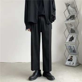 Tavasz Ősz Boka hosszúságú öltöny nadrág Férfi karcsú munka Kocogás Szociális formális nadrág divat Koreai drapéria egyenes nadrág Férfi M17