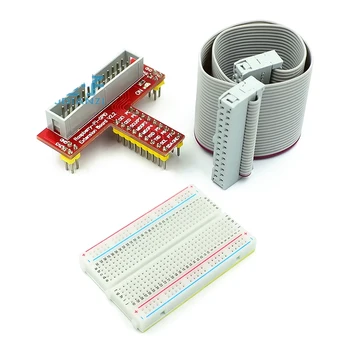 Raspberry Pi bővítő barkácskészlet (csatlakozókábel + kiváló minőségű 400 lyukú kenyérdeszka + GPIO adapterlap)