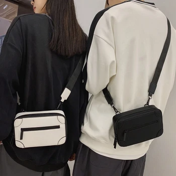 Trend Simple férfi kis válltáska Hip-Hop Streetwear személyiség doboz táskák férfiaknak Bőrönd alakú táska Crossbody táskák Férfi
