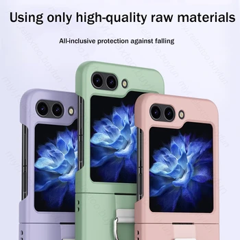 Tartógyűrűs védőhéjjal Samsung Z Flip5 5G tokhoz Sumsung Samsong Galaxi ZFlip5 Flip 5 Feel bőr szilikon hátlap