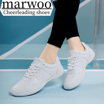 Marwoo pompomlány cipő Gyermek tánccipők Versenyképes aerobik cipők Fitness cipők Női fehér jazz sportcipők SG02