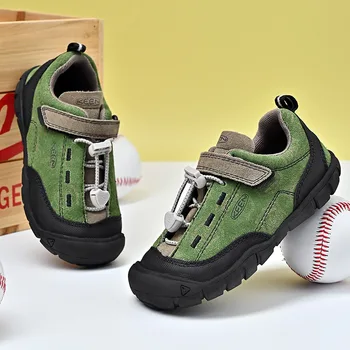 Kiváló minőségű divat zöld túracipő gyerekeknek Kényelem csúszásmentes Trekking tornacipők Gyerek sétacipők Kültéri utazási cipők