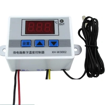 XH-W3002 220V digitális LED hőmérséklet-szabályozó 10A termosztát vezérlőkapcsoló szonda vízálló érzékelővel W3002