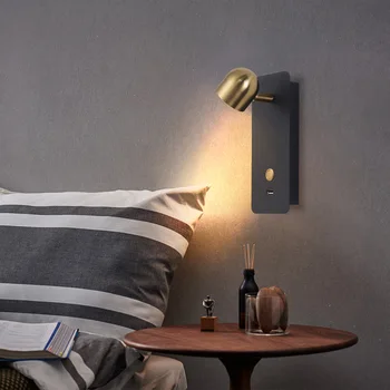 Nordic Interior Egyszerű dekoratív fali lámpa Hotel hálószoba éjjeli olvasólámpa kulcskapcsoló USB újratölthető éjjeli fali lámpák