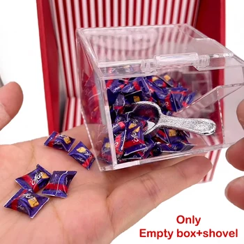 1Set Babaház miniatűr átlátszó snack tároló doboz lapát porálló doboz vízálló kijelző doboz bútor modell dekoráció játék