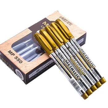 Arany és ezüst fém jelölőtoll fluoreszkáló toll iskolai irodaszerekhez alkalmas DIY jelölő toll 12 csomag