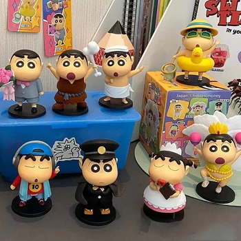 Anime zsírkréta Shin-chan figura vak doboz Shinnosuke Nohara modell babák napi öltöztetős sorozat akciófigurák dísz gyerek játék ajándék