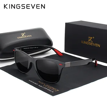 KINGSEVEN Brand Classic férfi polarizált négyzet alakú napszemüveg tükörlencse Unisex napszemüveg fekete keretes szemüveg