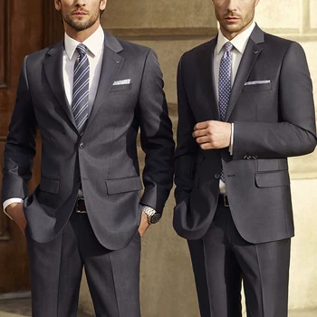 Csúcskategóriás férfi öltöny 2 részes Smart Casual formális esküvői szmokingi divat bevágás hajtóka egymellű blézer tömör öltönyök férfiaknak