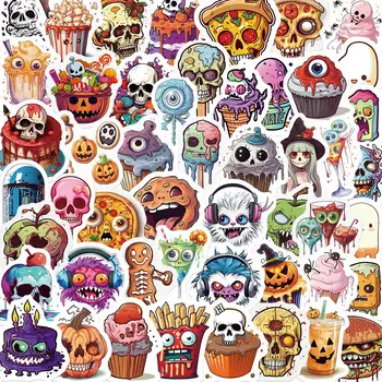 10/25/50PCS Halloween Horror Színes étel Graffiti matrica Vízálló PVC Art DIY Poggyász Hűtőszekrény Írószer Gitár Telefon