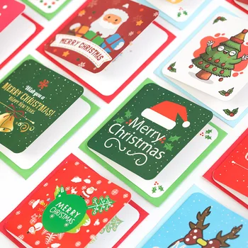12db/csomag Koreai stílusú boldog karácsonyt képeslap üdvözlőlap Születésnapi üdvözlőlap Ajándékkártya készlet Karácsonyi képeslap borítékokkal
