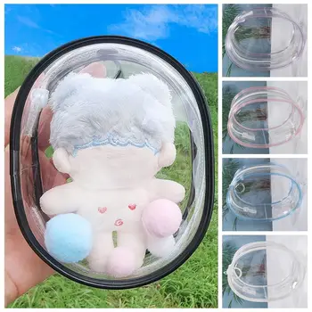 Átlátszó átlátszó átlátszó kültéri táska 10 cm-es baba kijelző dobozhoz Többszínű tárolótok táska dekorációs baba kiegészítők