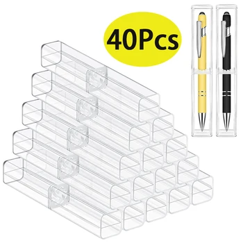 40Pcs ceruzatartó golyóstoll-tok konténerek megjelenítése Üres egyetlen tárolódoboz tartó konténer dobozok