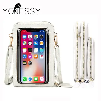 YOJESSY Mini válltáskák Női multifunkcionális megérinthető mobiltelefon zsebkártya pénztárca Női kis táska Messenger táska