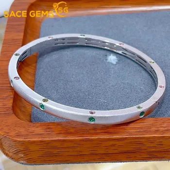 SACE GEMS New Certified 2.5mm Natural Emerald Bracelets 925 Sterling Silver 18cm nőknek Engagement Party finom ékszerek
