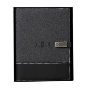 Wireless Charging Notebook 8000 MAH Tápegység A5 Diary Binder Spirál Notebook Fekete