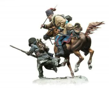 Unassambled 1/32 54mm ősi harcos tartalmaz 2 embert talppal és lóval Gyanta figura miniatűr modell készletek festetlen