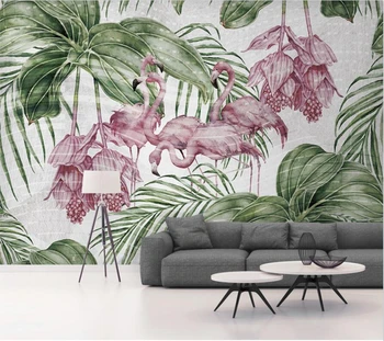 beibehang Egyéni falfestmény 3D tapéta modern minimalista retro flamingó háttér nappali hálószoba háttér háttérkép