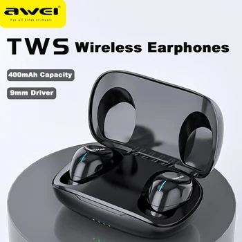  Awei T20 TWS vezeték nélküli Bluetooth fülhallgató fülbe helyezhető HIFI fülhallgató 9 mm-es meghajtó fejhallgató mikrofonnal Touch Contorl fejhallgató наушники