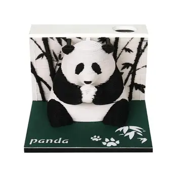 3D Panda Memo 3D karton Panda Memo Öntapadó jegyzetek Dekoratív Téphető DIY karácsonyi papír faragás Művészet Asztali dekoráció ajándék