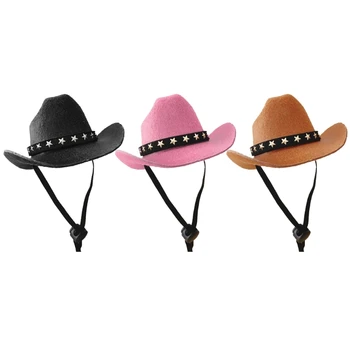 Vicces macska kalap Cowboy kalap jelmez Születésnapi kisállat Western Cowgirl kiegészítők