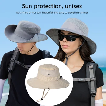 Nyári férfiak vödör kalap UV védelem széles karimájú napvédő sapka vízálló gyorsan száradó horgászsapka Kültéri vadászat Hegymászó sapka