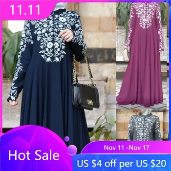 2024 Új muszlim nők török abaya ruhát viselnek Nyomtatott virág Maxi Kimonó nyitott Abaya köntös Dubai muszlim ruha női ramadán kaftán