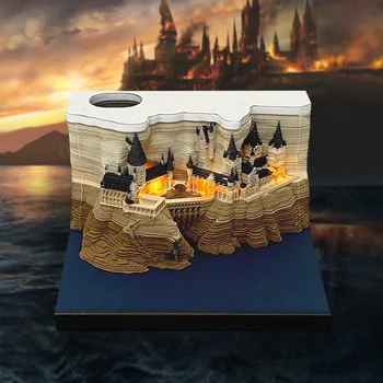 újdonság Kreatív ajándékajándékok Asztali díszek 3D 3D Jegyzet Könyv Papír Faragott kastély Postit jegyzetek Naptár Feljegyzés Papír
