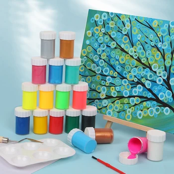 Gyermek festészet 6 színű festékkészlet 22ml akril akvarell gouache textil üveg reklám festés graffiti kellékek