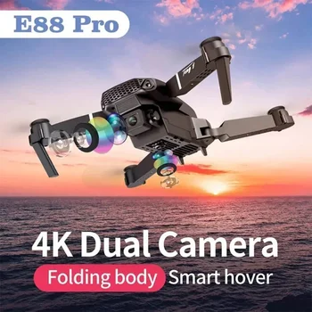  Hot eladás 13 perc repülő akkumulátor Nagy hatótávolságú 4K kettős kamera hordozható kis összecsukható RC drón Olcsó E88 Pro