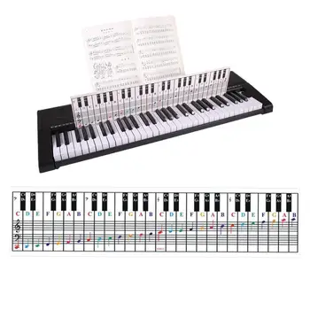 Piano Notes Guide Kivehető 61/88 kulcskártya Zongora kulcs útmutató Zongora tanulási eszköz zeneórákhoz Zongora kiegészítők ajándék