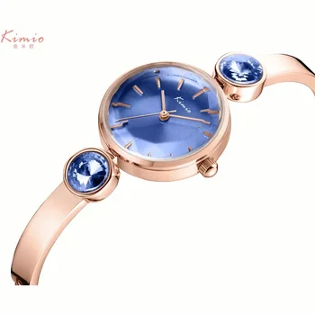 KIMIO márka rozsdamentes acél női órák Luxus kék drágakő strassz karkötő óra vízálló női kvarc óra Montre