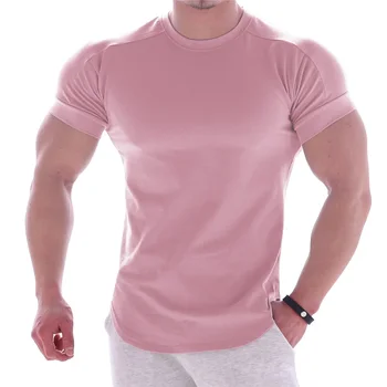 A2861 férfi nyári pólók High Elastic Slim Fit pólók Férfiak gyorsan száradó ívelt szegélyű férfi pólók Egyszínű 3XL