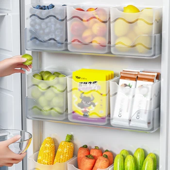 Hűtőszekrény oldalsó ajtó tároló doboz élelmiszer zöldség gyümölcs tojás friss szervező háztartási konyha hűtőszekrény konténerek doboz