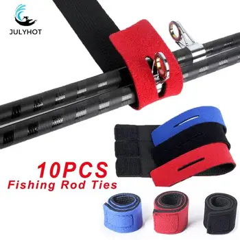 10db horgászbot nyakkendő rugalmas wrap szalagtartó rúdtartó rögzítő nyakkendők Kültéri horgászeszközök