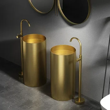 Light luxus kör alakú rozsdamentes acél integrált padlón álló mosdó, bár, szállodai mosdó