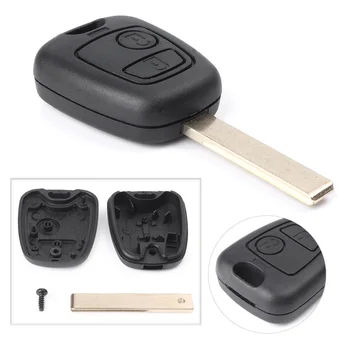 Black Car 2 gombos Remote Key Case Shell csere peugeot 206 307 stb.