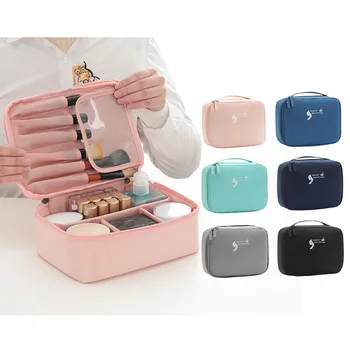Hordozható utazási kozmetikai táska női smink szervező Női vízálló mosó tároló tasak Nagy kapacitású fürdőszobai szépségtok