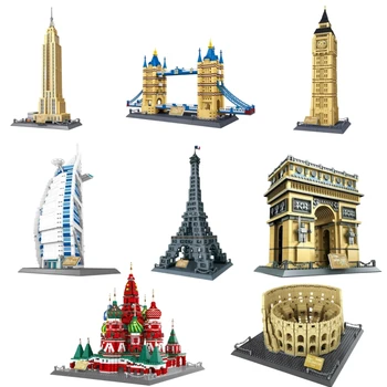 Forró világhírű építészet Vaszilij templom Eiffel-torony Big Ben gyémánt építőelemek gyerekeknek Ajándékok Kockák Építőjátékok