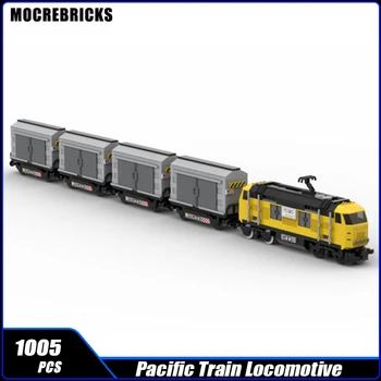 MOC-128071 Városi Vasúti Unió Csendes-óceáni teherszállítás Vonat építőelem összeszerelés Modell Brick Toy gyermek ajándékok