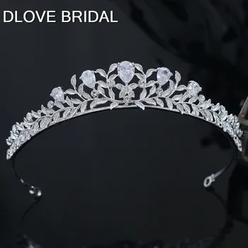 Elegáns levelek Menyasszonyi tiara kristály korona esküvői parti haj kiegészítő Új stílusú fejdíszek