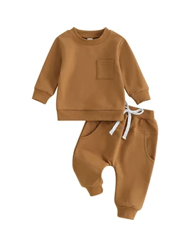 Kislány őszi ruhák 0 6 12 18 24M 3T hosszú ujjú pulóver Leggings nadrág kisgyermek egyszínű ruhakészlet