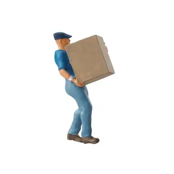 1:64 Férfi hordozó doboz modell Diorámák apró gyűjthető gyanta Valósághű emberek figura elrendezés vonat elrendezéséhez Miniatűr jelenet
