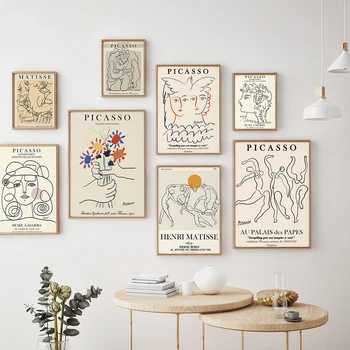 Retro Picasso Matisse Plakátok és nyomatok Absztrakt vászonfestés Lány test virág Falfestmény Képek a nappalihoz Nordic Deco