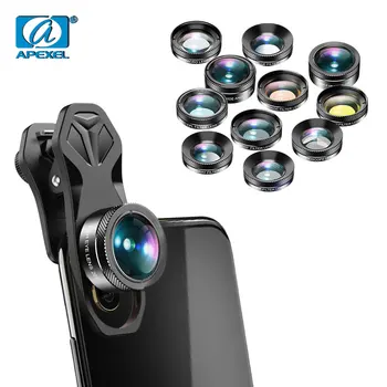 APEXEL mobiltelefon kamera lencse készlet 140 széles látószögű makró teljes színű / grad szűrő CPL ND csillagszűrő IPhone Xiaomi összes okostelefonhoz