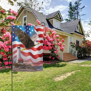 Amerika örökké hazafias kopasz sas kerti zászló Nyári világítótorony Július 4. Csillagok csíkjai USA emlékmű függetlenség napi zászló