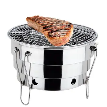 Hordozható összecsukható grillező grill Fűtőkályhák Multifunkciós kemping BBQ grillező rácstartó háló tűzifa tűzhely Rozsdamentes acél BBQ grill