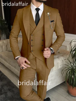 Menyasszonyi férfi öltöny 2023 3 részes kabát+mellény+nadrág Slim Fit Tuxedo Peak hajtóka Terno Masculino esküvői öltöny